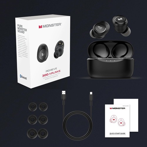 Monster Wireless Earbuds, Touch Control Bluetooth Earphones with Charging - Picture 8 of 9