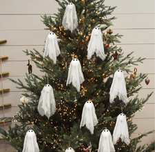 Spooky Mini Ghost Garland 12 Pack Cute White Hanging Ghosts Creepmas Decor