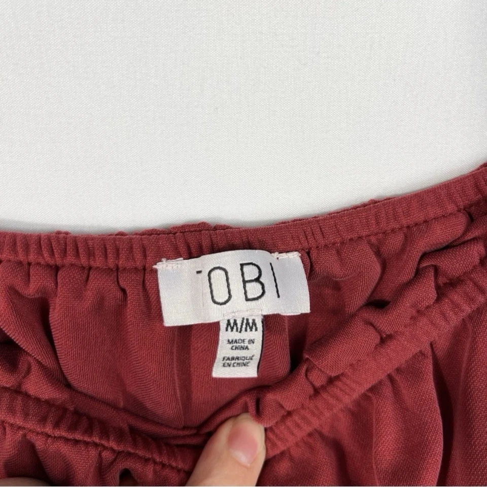 Mono Tobi Rojo Fuera del Hombro Relajado Fluido Corto Mameluco Una Pieza Mediano M Foto 3 de 4