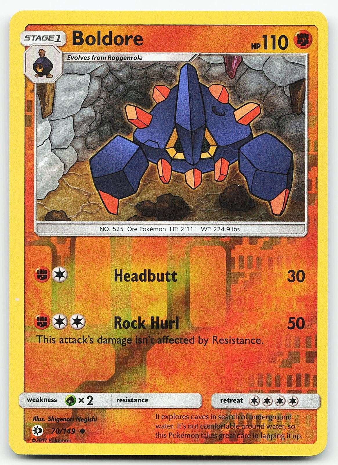 Pokemon Boldore 70/149 SM Base Set Uncommon Reverse Holo NM