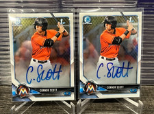 (2) 2018 Bowman Chrome Connor Scott 1st Rookie Auto - Marlins