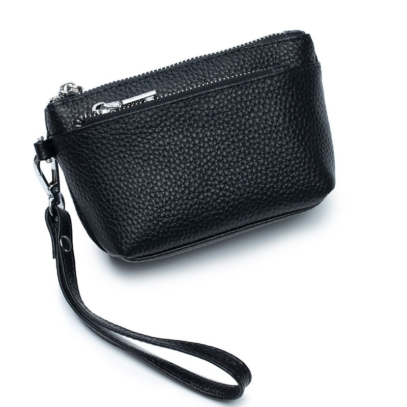 Women Genuine Leather Small Coin Holder Change Purse Zipper Key Card Wallet Gift