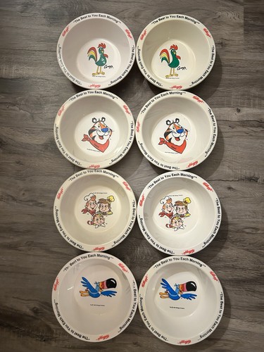 Vintage 1995 Kellogg's Cereal Bowls "The Best To You Each Morning" Set Of 8