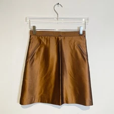 MARK EISEN Vintage Y2K Bronze Silk Satin Mini Skirt