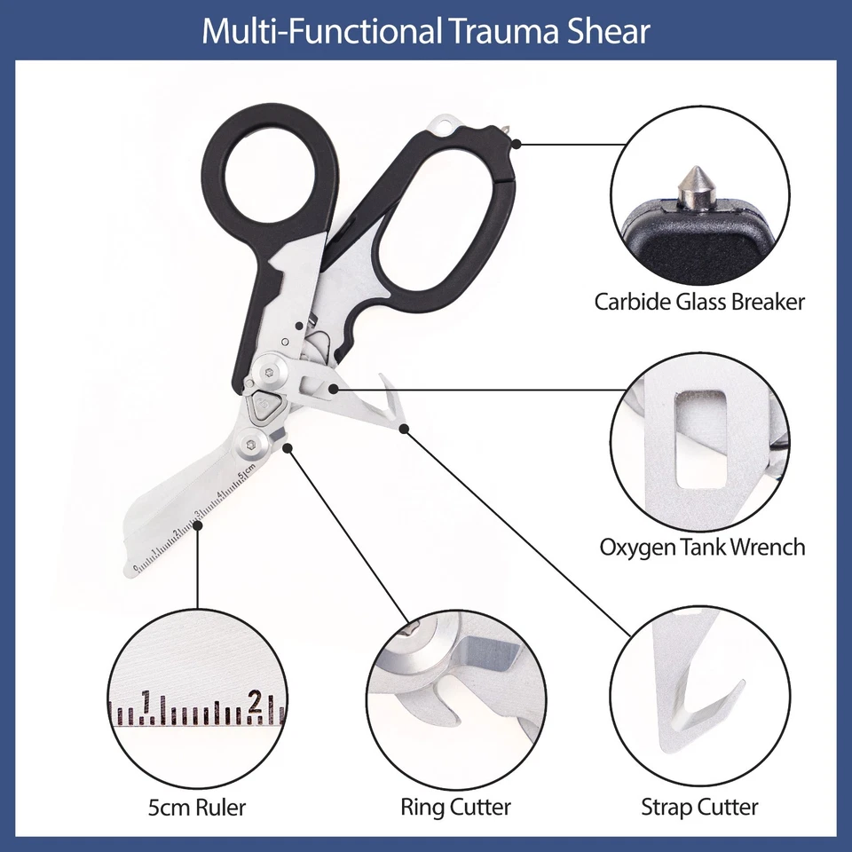 Tijeras de trauma con funda - Tijeras de trauma EMS plegables para EMTs, enfermeras Foto 2 de 4