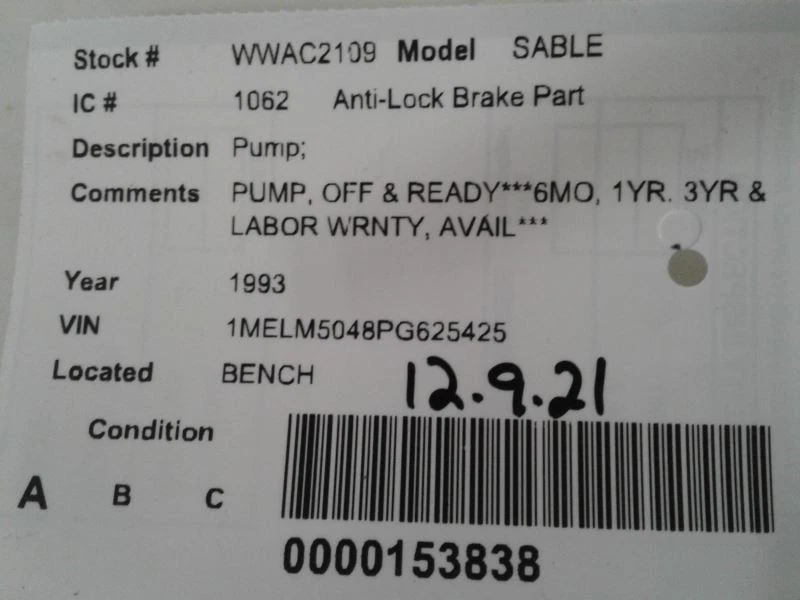 Bomba de pieza de freno antibloqueo compatible con 92-94 Crown Victoria 642510 Foto 4 de 4