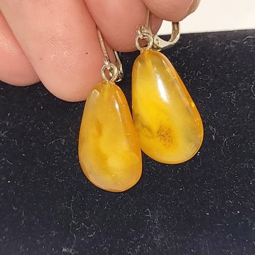 Gem Earrings,3pr. Green Tourmaline1"1/2" ,Amber Drops 3/4",carved Abalone 3/4" - Picture 18 of 23