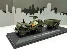 CARARAMA 1/43 Scale 1/4 Ton Military Vehicle W/Trailer Diecast Model Car Toy