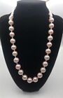 With Pink Ribbon Faux Pink Pearl Necklace