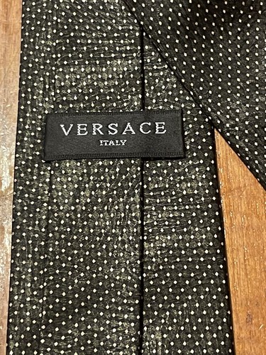 Versace Black & White Plaid 100% Silk Mens Tie Menswear Italy 59x3.5 - Picture 3 of 5