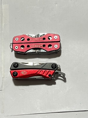 Lot of 2 Gerber Mini Multi -Tools Red - Clutch - Dime