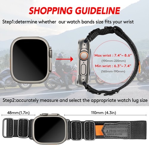 Rugged Watch Band for Apple iWatch 9/8/7/SE/6/5 Ultral/49/45/44/42mm/38/40/41mm - Picture 12 of 24