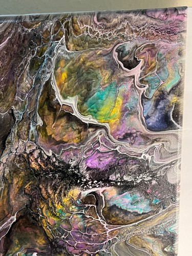 Abstract Poured Art Painting Canvas Raw Brutalist Mod art 16x20 gamer cigar room - Picture 5 of 16