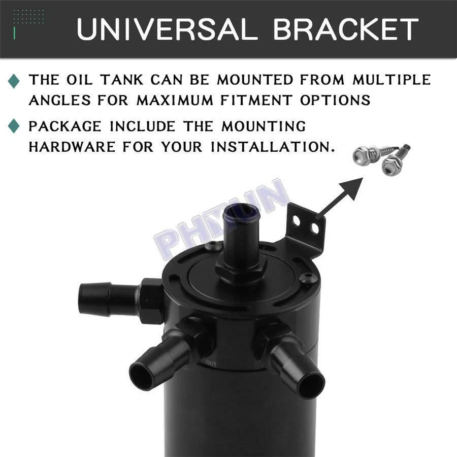 3-Port Oil Reservoir Catch Can Tank with Drain Valve & Breather Filter Universal - image 4 of 4