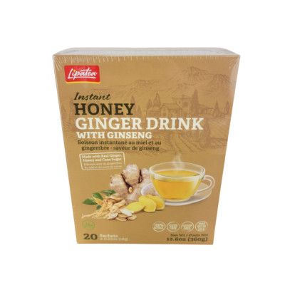 Instant Honey Ginger Drink With Ginseng By Lipatea 20x Sachets (18g x 20) Net
