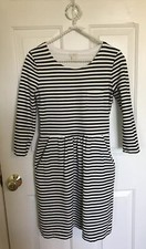 $89 J. Crew Pocket Dress In Stripe Ponte Black White Sz 2 Style #C1898 crewneck
