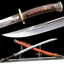 Fighting Broadsword WuShu Sword Damascus Folded T10 Steel Chinese Qing Dao 清刀