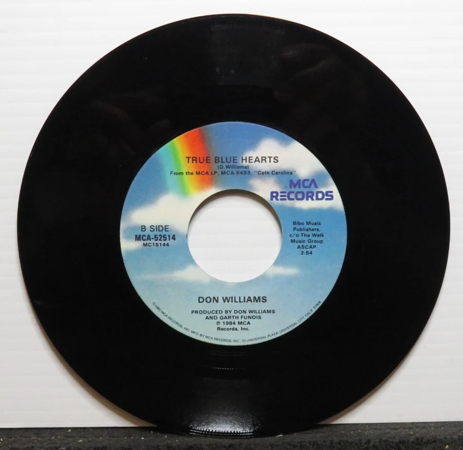 DON WILLIAMS WALKIN' A BROKEN HEART/TRUE BLUE HEARTS (VG+) MCA-52514 45 RECORD - Imagem 2 de 2