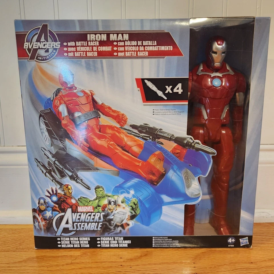 Figura de Iron Man Marvel Avengers Assemble con vehículo Battle Racer Titan Hero Foto 2 de 4