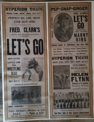 Original 1910 s-1920 s Burlesque Vaudeville Poster Hyperion Theatre New Haven CT