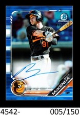 1-2019 BOWMAN CHROME BLUE REFRACTOR AUTO RYAN McKENNA ORIOLES 005/150