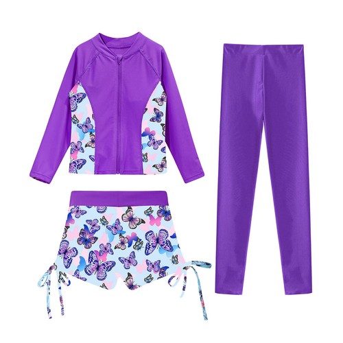 Kids Wetsuit Fashion Swimwear Water Beachwear Hawaiian Pants Zipper Set Suit - Picture 20 of 64