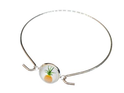 Ananas Armband Miniblings Armreifen Cabochon silber Frucht Sommer Obst Pineapple