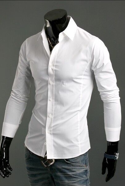 New Luxury Shirts Mens Casual Formal Slim Fit Shirt Top S M L XL XXL ...