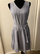 NWT!! Woman’s Chaps Blue Pin Striped Dress, Size 2, $110