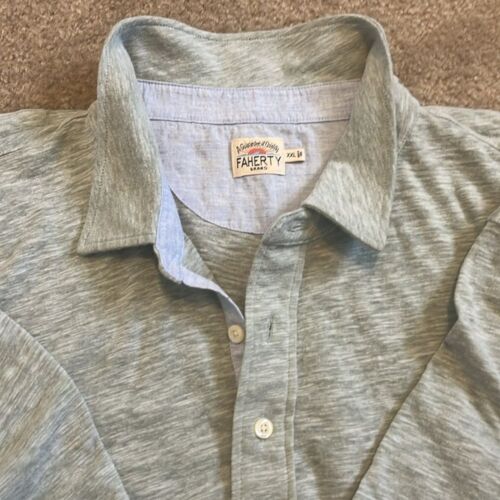 FAHERTY Men's Polo Shirt Cotton Blend Light Green Size 2XL