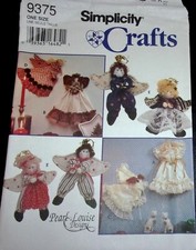 Simplicity Pattern 9375 Folk Art Angels Christmas Decorations Ornaments Uncut