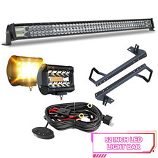 52" LED Light Bar Combo+4" Pods For 07-18 jeep Wrangler JK Roof Brackets Kit