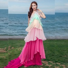 Sexy Chiffon Pleat A-line Halter Long Dresses Homecoming Dress Exquisite Modern