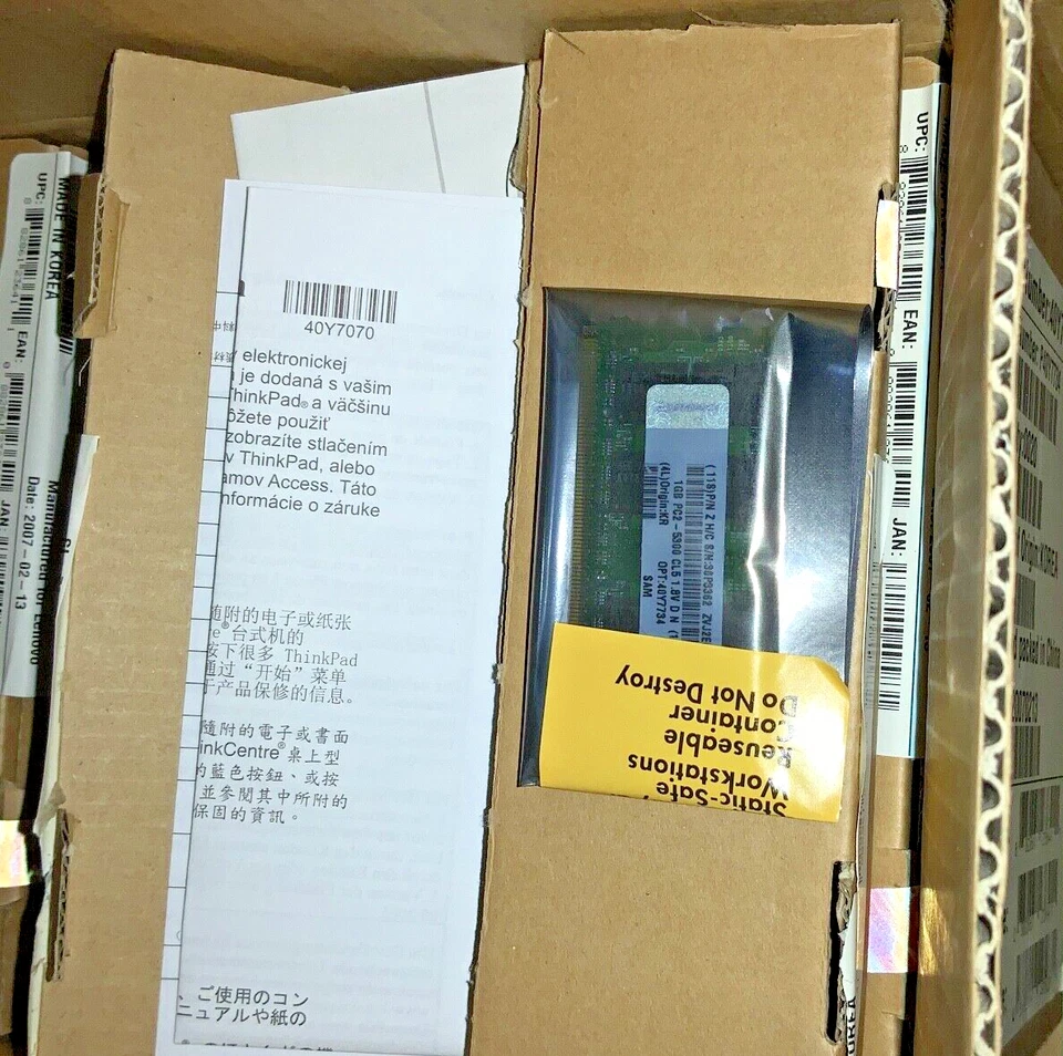 Lenovo 1GB PC2-5300 DDR2 SO SDRAM DIMM 40Y7734 Laptop ✅❤️️✅❤️️ New!!!!! - Image 3 of 3