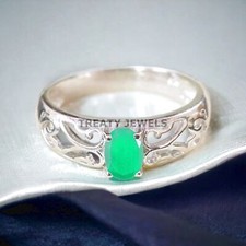 Emerald Oval Cut Gemstone With 925 Sterling Silver Ring For Men's A315