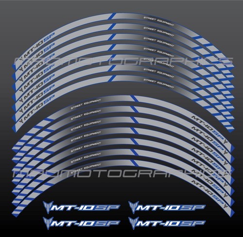 MT-10SP motorcycle wheel decals rim stickers set stripes for Yamaha MT10 SP Grey - Picture 2 of 2