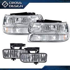 Fit For 00-06 GMC Yukon XL 99-02 Sierra 1500 Headlights Bumper Lamp w/Fog Lights