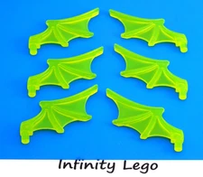 6 LEGO Trans-Neon Green Bat Wing Wedded Elves (15082 41192 41193) - 6 Pieces