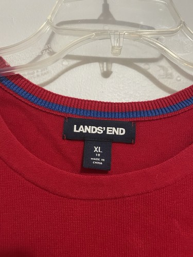 Lands' End Kids (Boys) 18 XL Red Green Gray Dogs Wreath Christmas Sweater - Picture 3 of 4