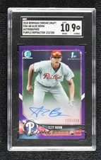 2018 Bowman Draft Chrome Pick Purple Refractor Alec Bohm SGC 9 MINT Auto b4d