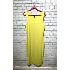 Forever 21, Women 1X, Mustard Green Sleeveless Stretch Jersey Midi Dress Causal