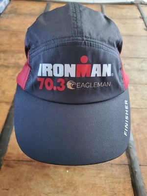 Ironman 70.3 Eagleman Finisher Hat Adjustable Black Red Running Cap
