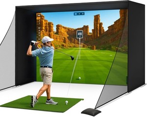 Golf Simulator Enclosure Nets - 10 x 8 ft - with Frame and HD Impact Screen Kit