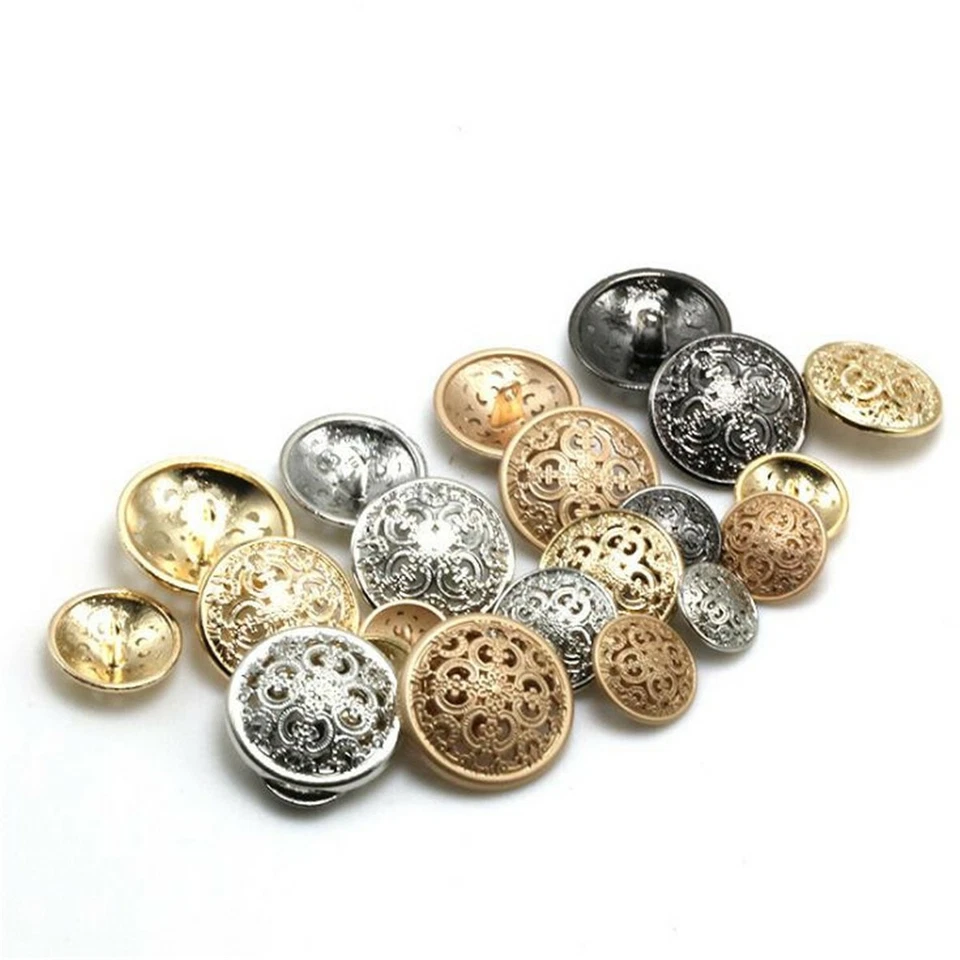10pcs Hohle Blume geschnitzt Metall Schaft Knopf Nähen Mantel Handwerk DIY - Bild 2 von 4