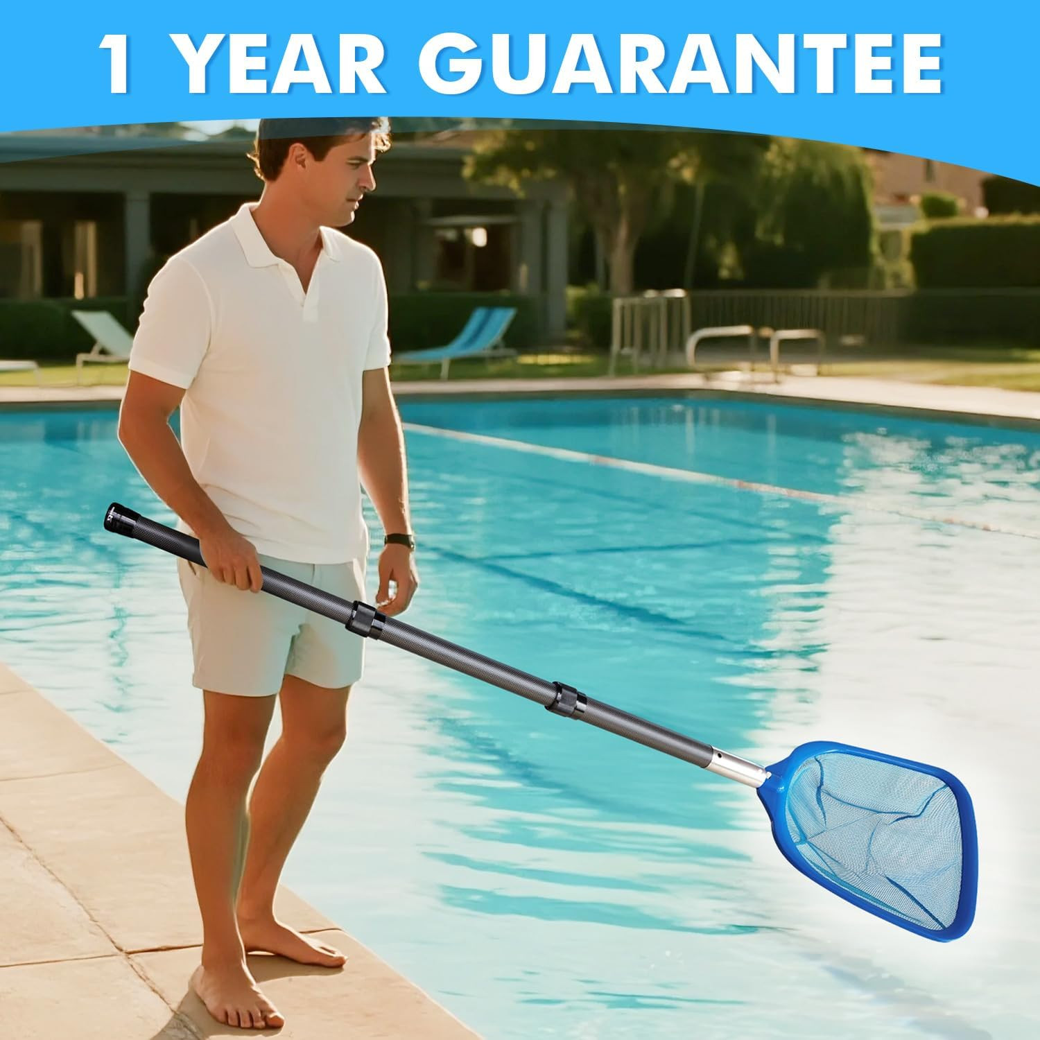 38" Carbon Fiber Pool Pole, Telescoping Skimmer Pool Cleaning Pole, Short Pool P