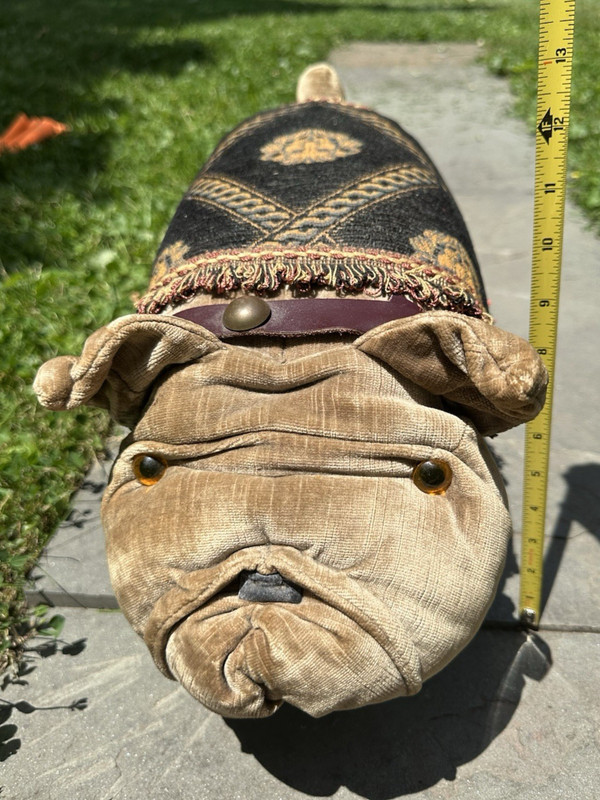 Old Vintage Tapestry Velvet FRENCH BULLDOG DOG Ottoman Hassock LG FIGURINE 20" L