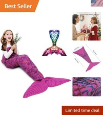 Manta cola de sirena, manta saco de dormir de ganchillo suave para niños adultos, Merm...