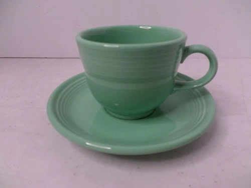Fiesta Ware SEA MIST Green Teacup & Saucer Set Retired Color Homer Laughlin USA