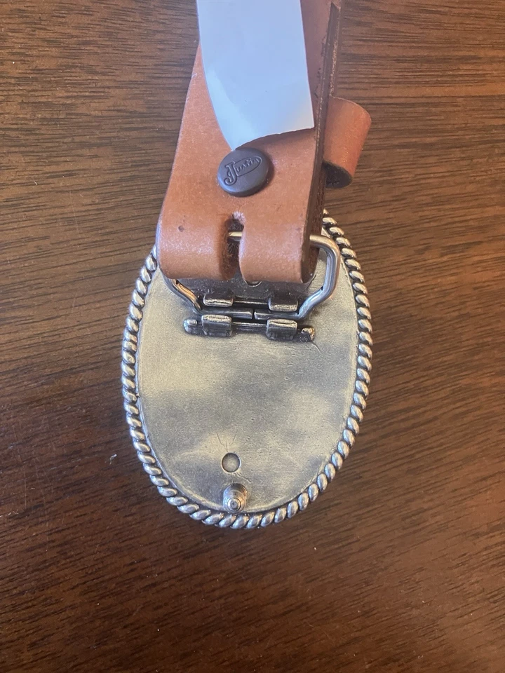 Cinturón Justin Girls Hope Marrón Turquesa Cuero Tocado Plateado Hebilla Corazón Talla 24 Foto 4 de 4