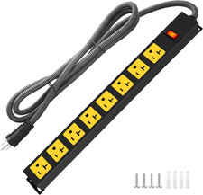 20Amp Power Strip Surge Protector, Long Metal 8-Outlets with Heavy Duty 20 Amp 6